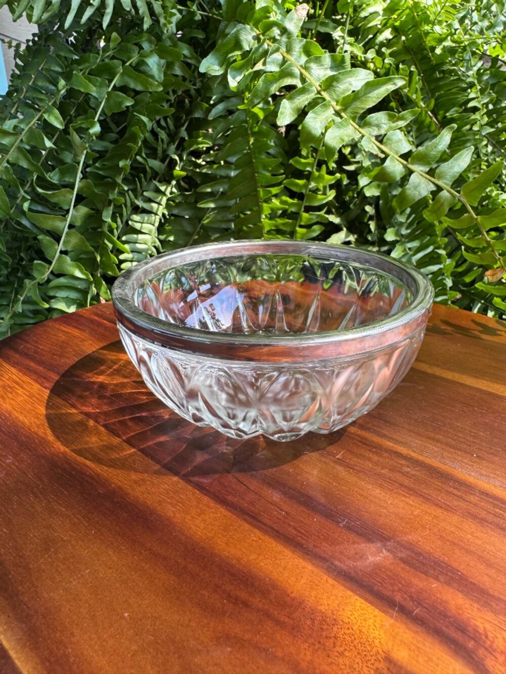 Vintage Leonard Crystal Bowl with Silver Plated Rim, Made in Italy